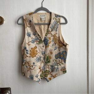 Old Banana Republic 1980s Floral Vest - cotton + linen